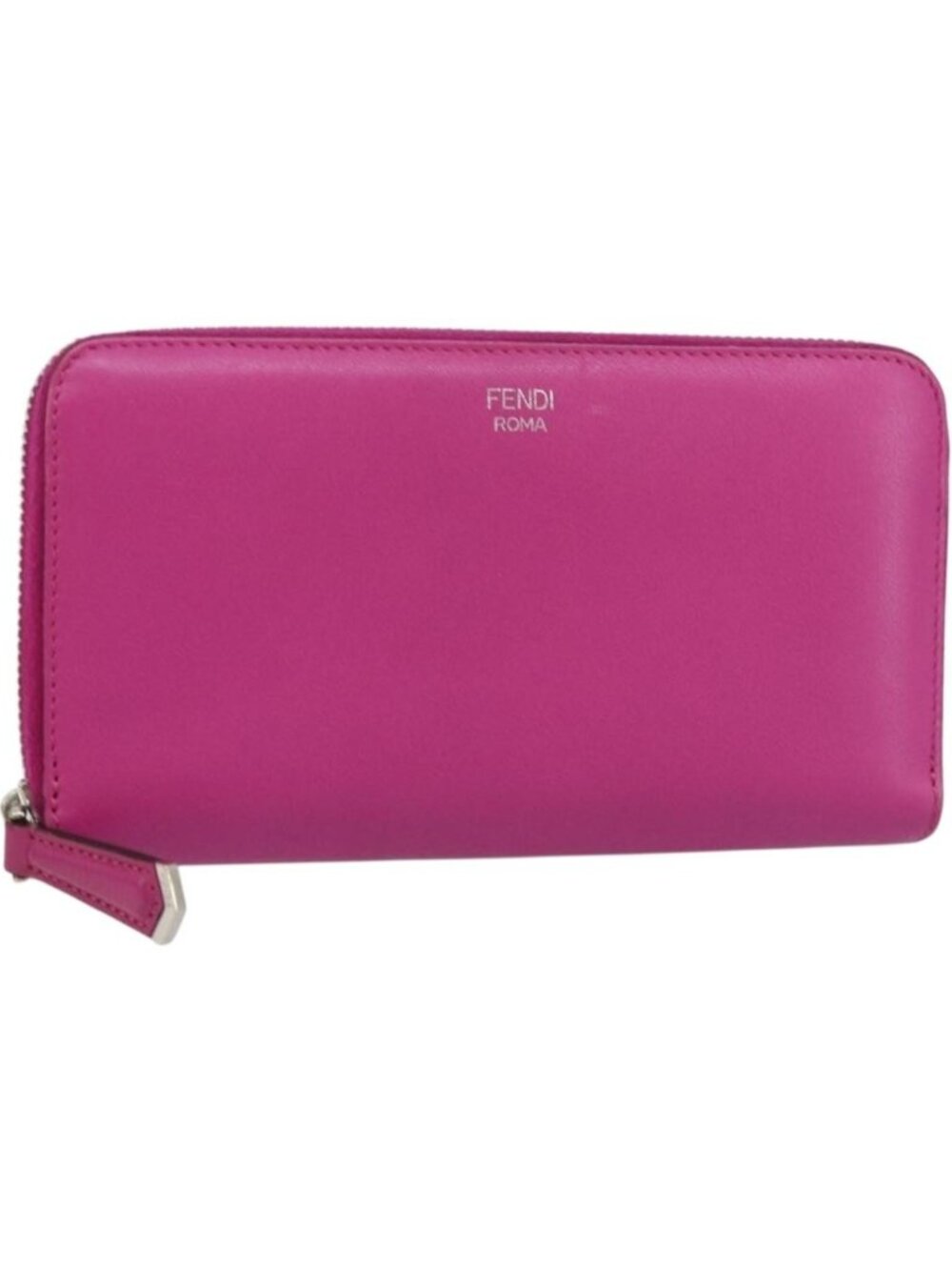 FENDI Zip Around Long Wallet Leather Pink Navy
